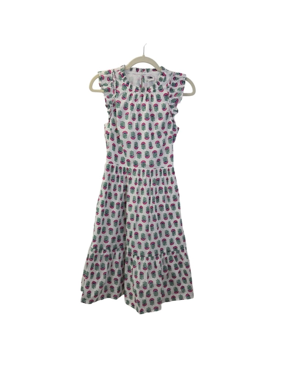 J.CREW NWT Floral White Sleeveless Ruffle Trim Dress Size 4